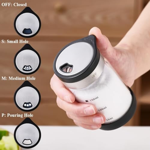 Verdental 6 oz Small Salt or Pepper Shaker, 4 Settings, S/M/Pour/OFF - size: 6 oz (2.3*4.3 in)