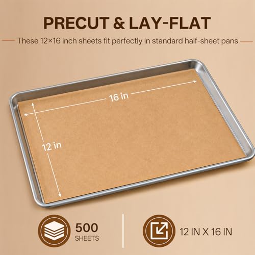 250PCS Unbleached Parchment Paper Sheets for baking, 12x16 Inch