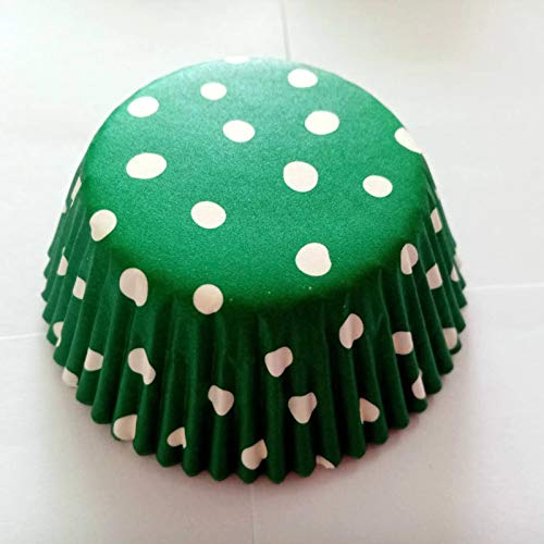Green Polka Dot Paper Muffin Cupcake Liners case Baking Cups 100 pcs,Standard Size 2x1.25inch - color: green dot