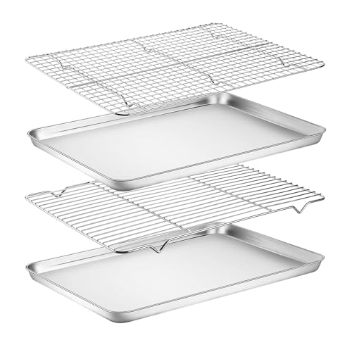 Baking Sheet with Rack Set, Stainless Steel Cookie Sheet with Cooling Rack - size: 17½ inch