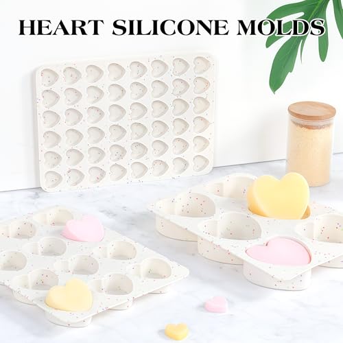 2 Inch Small Heart Shaped Silicone Molds for Chocolate, Candy, Cake, Soap (Set of 2, Cream) - color: Heart, size: 2 inch