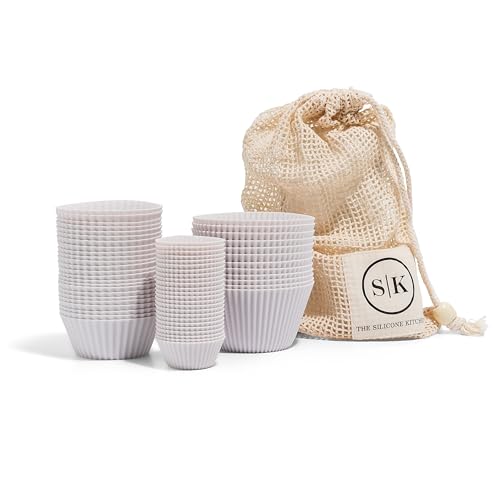 The Silicone Kitchen Reusable Silicone Baking Cups Gift Set Bundle, 24 Regular, 12 Jumbo, 24 Mini, White - size: Gift Set