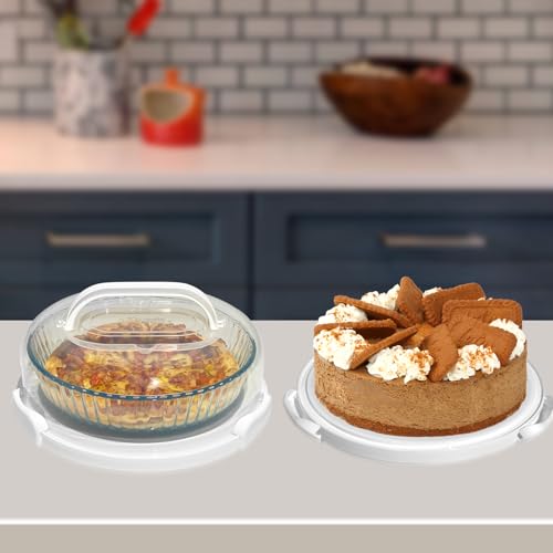 2 Pack Pie Containers with Lids and Handles, Includes Insulated Bags and Non-Slip Heating Pads, BPA Free Pie and Cheesecake Containers, Thanksgiving Gifts - color: Gray