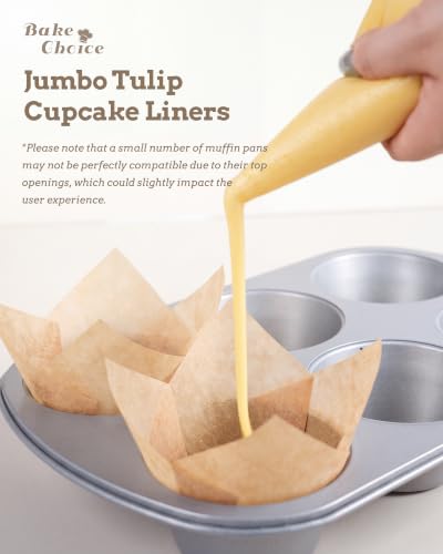 Bake Choice 100pcs Extra Large Brown Tulip Cupcake Liners for Baking - color: Brown