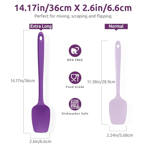 U-Taste 14" Long Silicone Spoonula, 600°F High Temp Spoon Spatula, Purple - color: Purple, size: 14 in (spoon spatula)