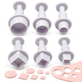 6 PCS Fondant Cutters, Small Round & Square Plunger Cookie Cutter Set - color: Square + Round