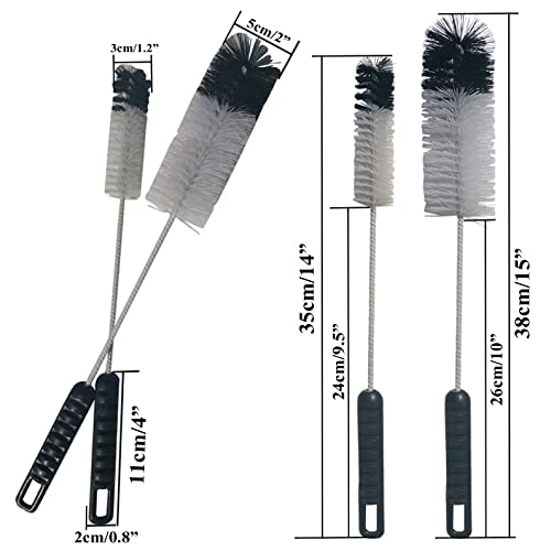 NewFerU Bottle Brushes Thin Long Handle X 4, Soft Nylon Slim Wire Set