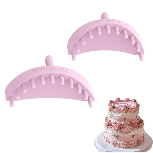 2 PCS Cake Arch Guide Tools, Cake Ruffle Marker for 6"-16" Cakes (Pink)