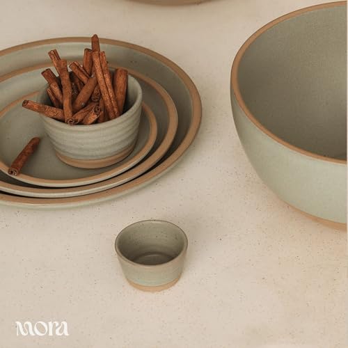 Mora Nano Ramekins Set of 4, 2oz Ceramic Pottery Sauce Cups - Microwave, Oven and Dishwasher Safe - Thyme - color: Thyme, size: Nano