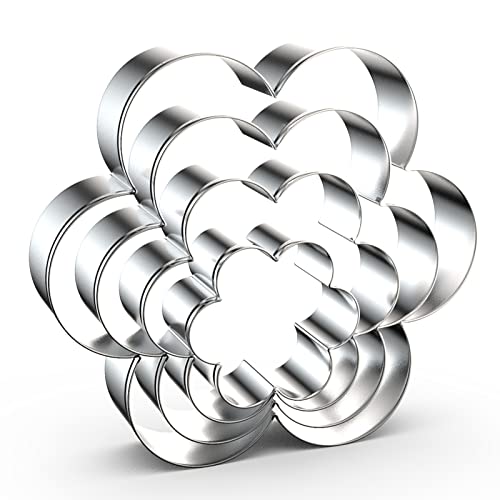 Scallop Flower Cookie Cutter Set Large - 5 Inch, 4 Inch, 3 Inch, 2 Inch - Six Petal Scalloped Edge Spring Flower Cookie Cutters Shapes Molds - Stainless Steel - color: Six Petal Flower