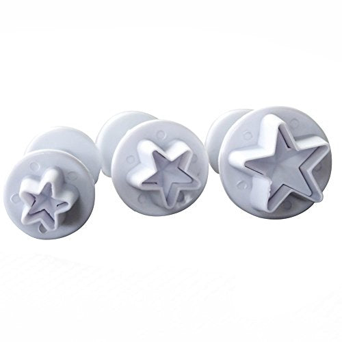 3Pcs Small Star Cookie Cutter Set, Star Fondant Plunger Stamp(Mini)