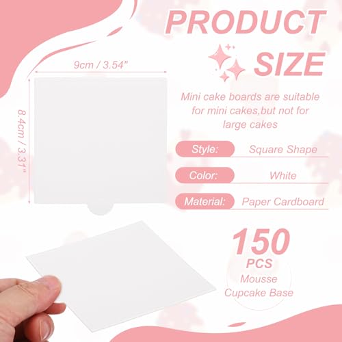 uxcell 150 Pcs Mini Cake Board 3.5 Inch Mousse Base Square White - color: White, size: 3.5 Inch