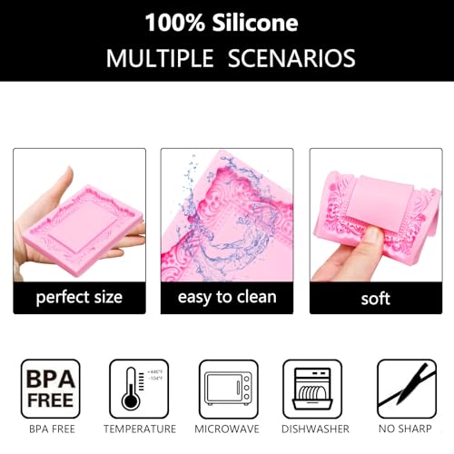 Silicone Picture Frame Molds for Resin Fondant Clay - color: Baroque Frame Mold(XL238)