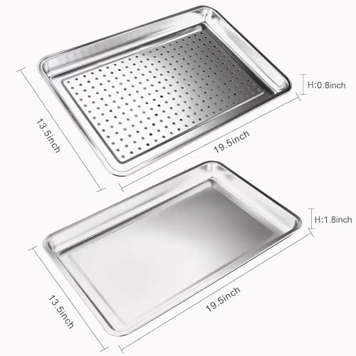19.5"x13.5" Extra Large Commercial Baking Pan & Crisping Tray Set