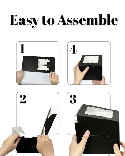 Bakepacker 36pcs 6"x6"x5" Black Cake Boxes with Cake Boards - color: Black, size: 18Sets,6"x6"x5"
