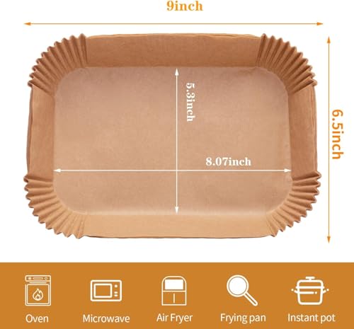 Ecfvtp Air Fryer Disposable Paper Liner, 100PCS Food Grade Parchment Liners for Ninja DZ201, Air Fryer Accessories Baking Paper (9 * 6,Thicken Natural) - color: 100PCS for Ninja DZ201