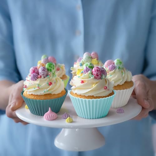 Silicone Cupcake Liners 34 Pack Baking Cups Muffin Liners Nostick Cake Molds Bento Lunch Box Dividers - style: 34 Pack Cupcake Liners