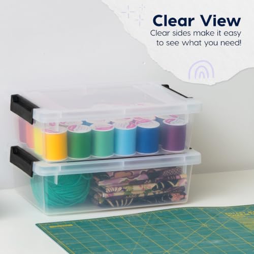 IRIS USA 4-Pack 12 Qt Storage Bins with Lids, Plastic Box, Clear/Black - color: Clear/Black, size: 12 Qt. - 4 Pack