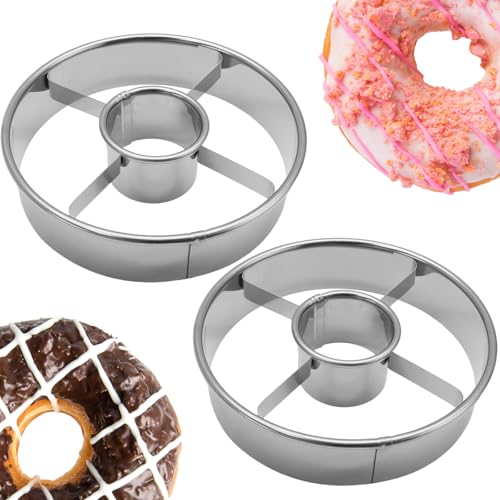 Stainless Steel Donuts Cutter Set, Silver, 2 Pack - color: Silver