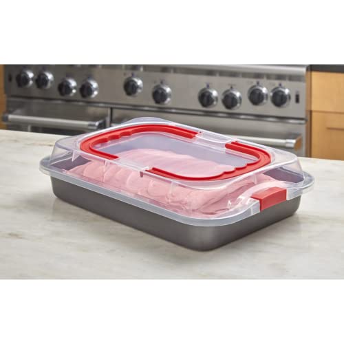 Nifty Solutions Cake Pan & Muffin Pan with Lid, 2 Piece Baking Pans Set - 9 x 13 Cake Pan & 12-Cup Muffin Pan, Non-Stick Pans, Kitchen Bakeware, Dishwasher Safe - style: Baking Pan with Lid