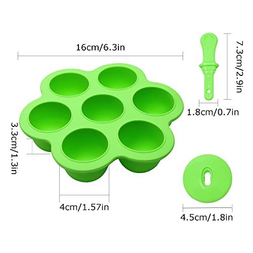 Silicone Popsicle Molds 7-cavity DIY Ice Pop Mold with Colorful Sticks For egg biting ice cream molds storage containers non stick cake molds (Green) - color: Green