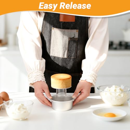 Beasea 4 Inch Cake Pans Set, 3 Pack Aluminum Alloy Mini Round Cake Pans with Removable Bottom, Individual Cheesecake Mold Tin for Baking - size: 4 Inch