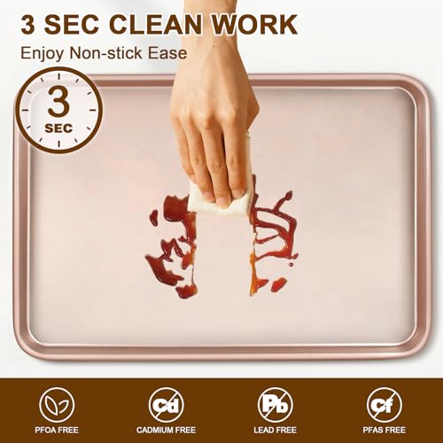 Wildone Baking Sheet Pan Set of 2, Nonstick Cookie Sheets for Baking - color: Rose Gold, size: 15x10x1 inch Set