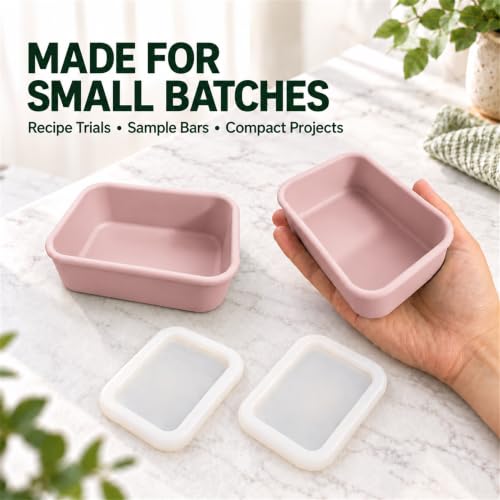 Silicone Soap Molds with Lids, 2 Pack, 8.5 fl oz Each, Blush Pink - color: Blush Pink