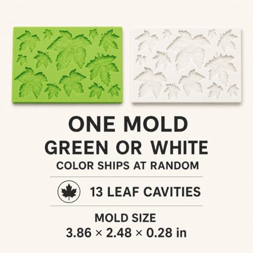 13-Cavity Fall Leaves Silicone Mold for Fondant, Color Varies - style: fall leaves molds