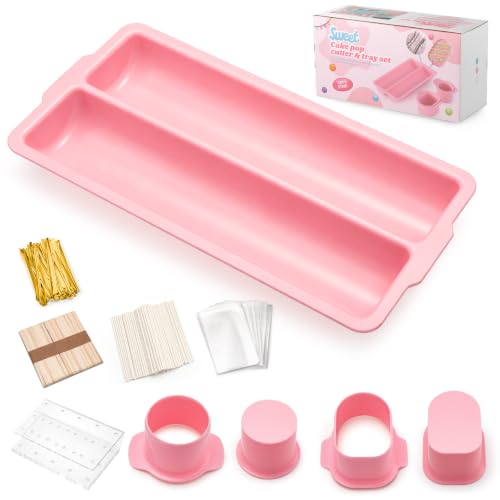 Cakesicle Cutter, Cakesicle Mold Set with 9in Tray, Cake Pop Mold with Acrylic Stand, 150 Sticks, 100 Bags and 100 Twist Ties, Baking Tools for Easter Home Birthday Parties Wedding Desserts