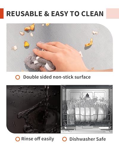3 Pack Oven Liners for Bottom of Oven, 17x25" Large Heavy Duty Non-Stick Reusable Oven Mat for Electric, Gas, Toaster & Convection Ovens - BPA & PFOA Free, Dishwasher Safe, Kitchen Essentials, Silver - color: Silver, size: 3 Pack 17”x25”