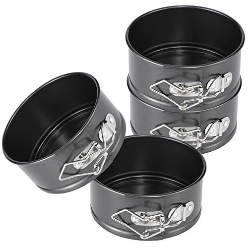 Hiware 4-Inch Mini Springform Pan Set - 4 Piece Small Nonstick Cheesecake Pan for Mini Cheesecakes, Pizzas and Quiches - size: 4-Inch