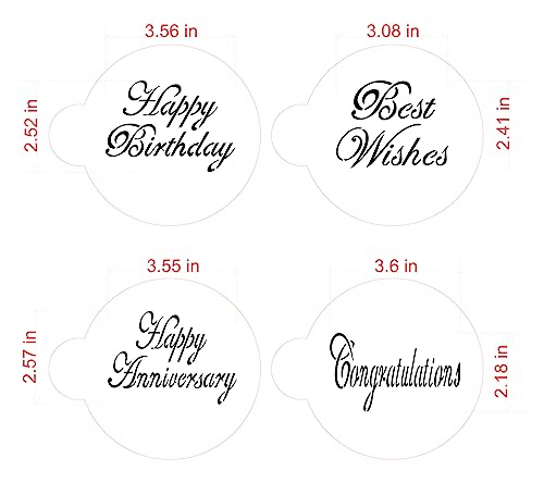 Designer Stencils Script Celebration Cake Stencils Set, Beige/Semi-Transparent