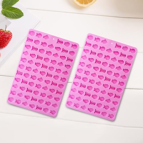 2 PCS Gummy Fish Candy Molds Silicone, Cat Dog Treat Molds,152 Cavity Fish Mini Silicone Mold for Chocolate, Fondant, Candy, Biscuits, Cookie, Jelly and Cat Dog Training Commands Concept - style: Mini Fish