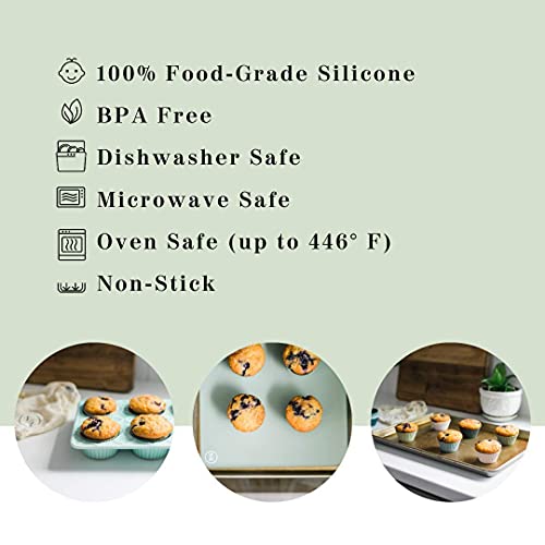 The Silicone Kitchen Reusable Mini Silicone Baking Cup, Non-Toxic, BPA Free, Dishwasher Safe, Mini, 48 Pack, White Blue Green - size: Mini (Pack of 2)