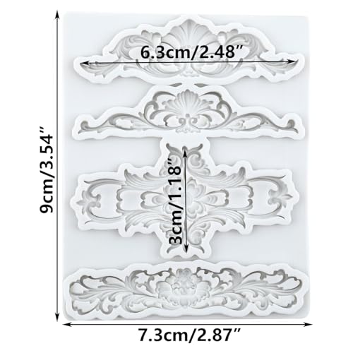 Baroque Style Fondant Mold Curlicues Scroll Lace Silicone Molds