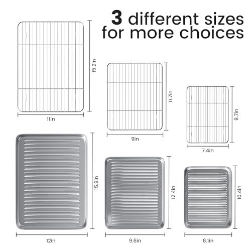 Baking Sheet with Cooling Wire Rack Set - Stainless Steel Baking Sheet Pan - size: 16"，12"，10"