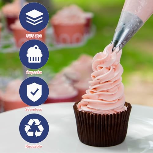 3pcs 1M 2D 2F Cake Piping Tips, Cake Decorating Supplies Piping Tips - size: 1M + 2D + 2F