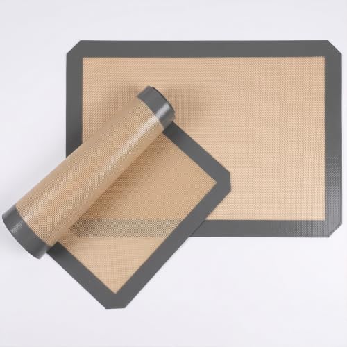 2PCS Silicone Baking Mat, Non Stick Reusable Baking Sheet for Oven – Cookie Candy Making Pastry Rolling Heat Resistant Silicone Mats for Baking, Red, 12 x 8 Inches - color: Dark gray