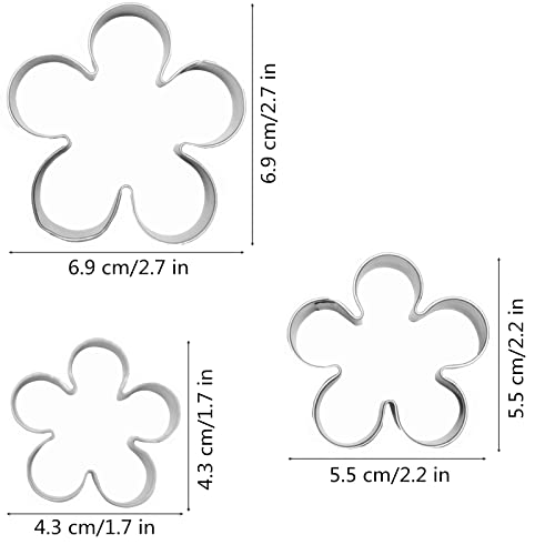 Flower Shaped Rose Petal Cookie Cutters Set Stainless Steel 3Pcs