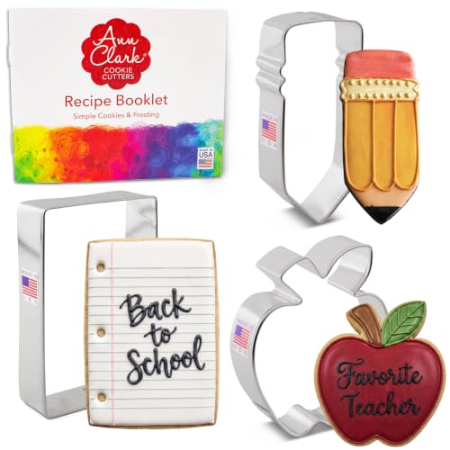 Ann Clark Back to School Cookie Cutters Set of 3, Made in USA - style: Back to School Set, 3-pc.