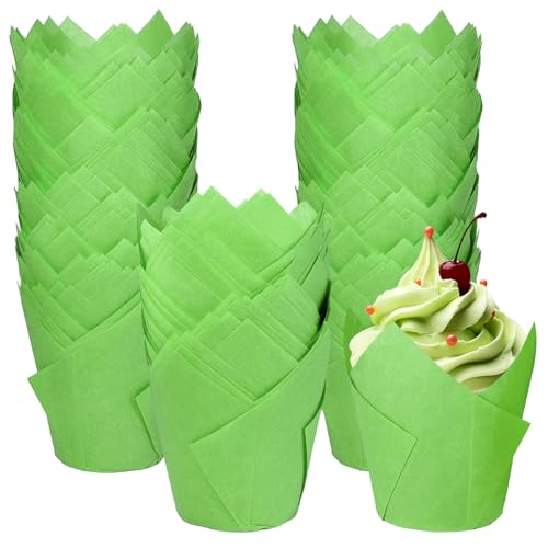 St. Patrick's Day 250Pcs Tulip Cupcake Liners,Parchment Paper Cupcake Liner - color: Green