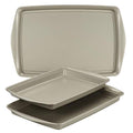 Rachael Ray Nonstick Bakeware Set without Grips includes Nonstick Cookie Sheets / Baking Sheets - 3 Piece, Silver - size: 3 Piece, style: Cookie Pans