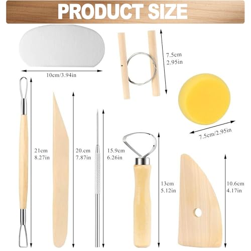 LINPHCEY 8Pcs Clay Sculpting Tools Set Perfect for Polymer Air Dry Modeling Clay Beginners & Professionals Ideal for DIY Pottery & Ceramics Tools for Clay Sculpey Sculpting & Crafting - color: 9PCS/SET