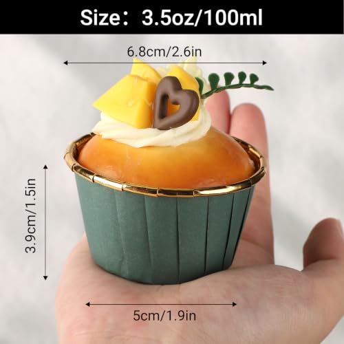 EUSOAR Green Cupcake Liners, 50pcs 3.5oz Aluminum Foil Baking Cupcake Cups - color: Dark Green/Gold, size: 50pcs