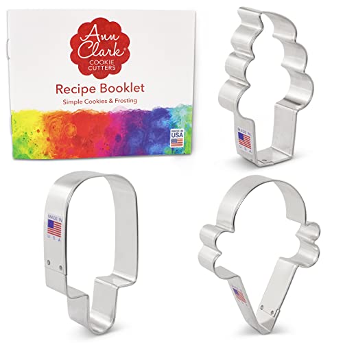 Ann Clark Ice Cream Cookie Cutters Set of 3, Made in USA - style: Ice Cream Set, 3-pc.