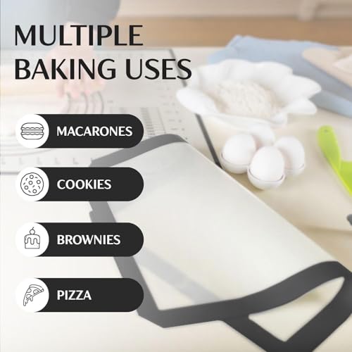Medium Silicone Baking Mat (15.7'x19.7') with Measurement Indicators, Non-Slip Surface, and Pastry Mat Sheet for Dough Rolling - Perfect for Creating Cookies, Macarons, and Bread - Pack of 2 - size: Medium