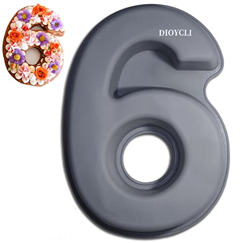 Dioycli Number Cake Molds for Baking Silicone Number 6 Cake Pan, 10 Inch - size: 6