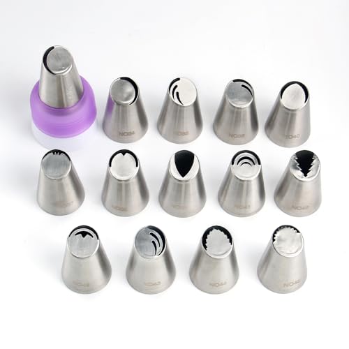 17 Pcs Stainless Steel Seamless Russian Flower Icing Tips Set - color: SILVER MRF0062