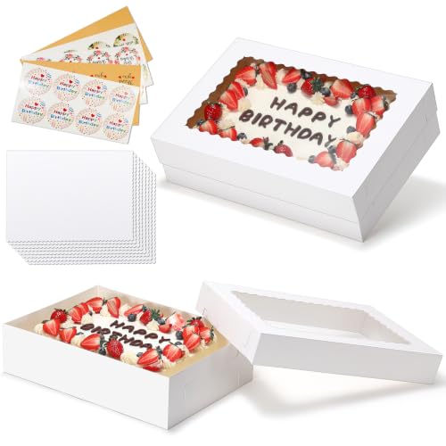 COTOPHER 16x11x4 In Rectangular Cake Boxes, 16pcs Bakery Boxes with Window - color: White, size: 16x11x4inch